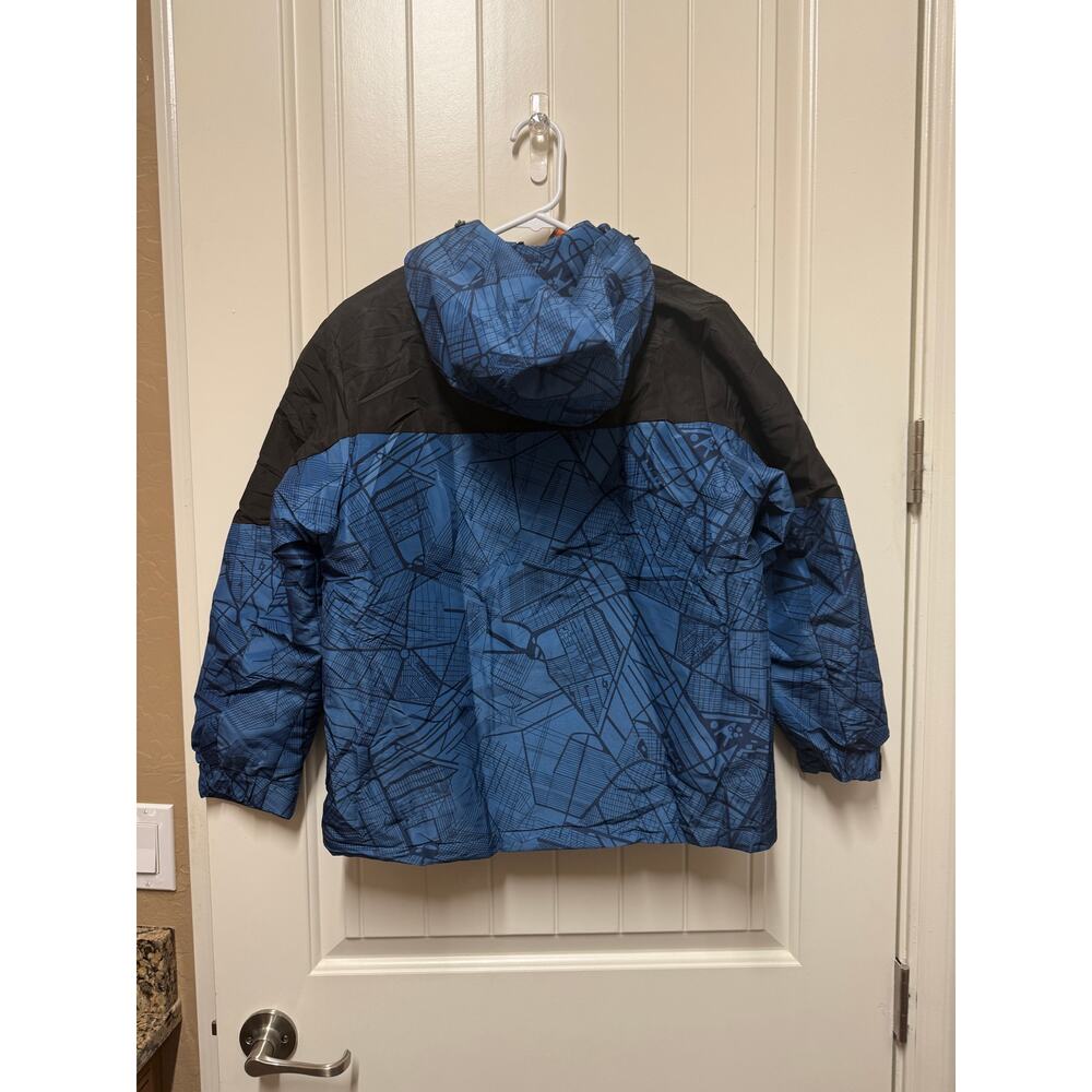 NWT Boys Winter Jacket with hood - Blue black Youth size 10/12 - Picture 6 of 7